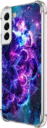 Miniatura 18 de Funda para Galaxy S22, Protección Azul con Flores de Mariposa y Rosas, Funda Anti-Choque y Anti-Arañazos de TPU de Cuerpo Completo para Samsung