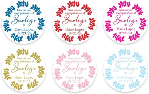 Miniatura 2 de Bautizo Stickers - Bautizo Round Stickers - Pegatinas de bautizo personalizadas - Bautizo - Bautizo - Bautizo - Etiquetas de bautizo - Bautizo