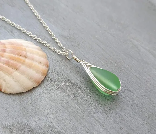Miniatura 62 de Yinahawaii Collar de cristal de mar hecho a mano, joyería hawaiana para mujer, collar de lágrima trenzada, joyería única de cristal de mar