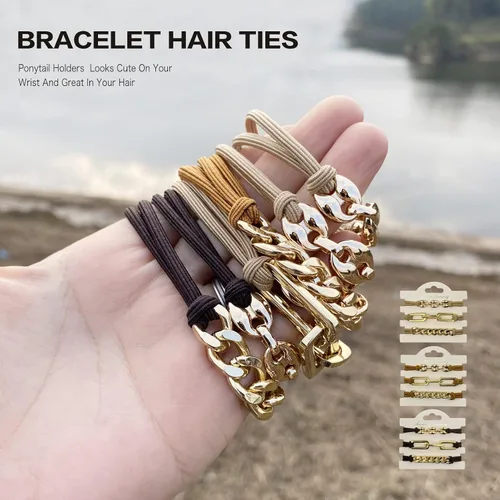 Miniatura 2 de Pulseras para el cabello, bonita pulsera elástica de nailon con colas de caballo para mujeres y niñas, soportes decorativos para cola de caballo