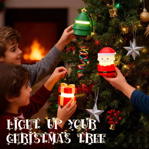 Miniatura 3 de Paquete de 3 faroles para árbol de Navidad de EverBrite para regalo de Navidad, 5 modos de luz, regalos de decoración navideña para mujeres