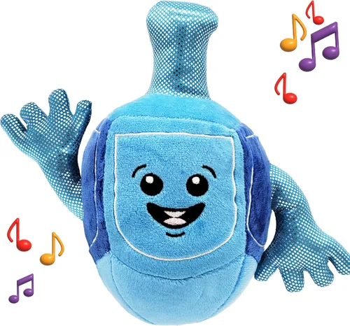 Miniatura 6 de Dreidel de Janucá Musical de Peluche para Niños Reproduce 2 Canciones de Janucá Dreidel de Peluche Relleno Melodioso Dreidel de Janucá Giratoria