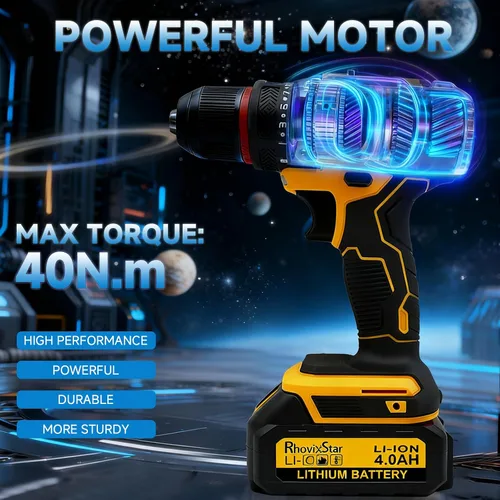 Miniatura 3 de Rhovixster - Taladro eléctrico inalámbrico de 20 V, 2 velocidades con par máximo de 30 NM, portabrocas sin llave de 3/8 pulgadas, kit