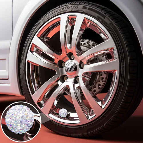 Miniatura 3 de 4 piezas de tapas de vástago de válvula de neumático con cristal brillante y diamante, tapas de válvula de neumático de rueda de coche con brillo