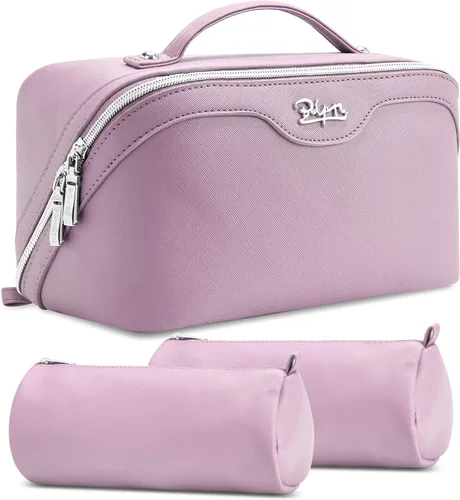 Miniatura 10 de BOYATU Bolsa organizadora de maquillaje de viaje, bolsa de cosméticos: Juego de 3 bolsas de maquillaje para mujeres con asa - Bolsas de aseo