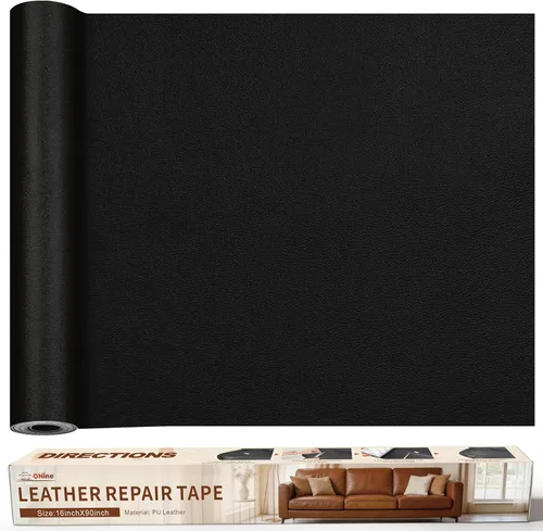 Miniatura 47 de Cinta de reparación de piel de 3 x 60 pulgadas, parche autoadhesivo de reparación de piel para sofás, muebles, asiento del conductor (color negro)