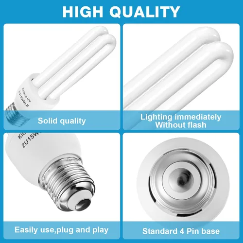 Miniatura 3 de Bug Zapper - Bombilla de repuesto tipo U, 15 W, E26, E27, compatible con Homesuit, Keuomy, Yluces, Yissvic, Powify y otros modelos Bug Zapper