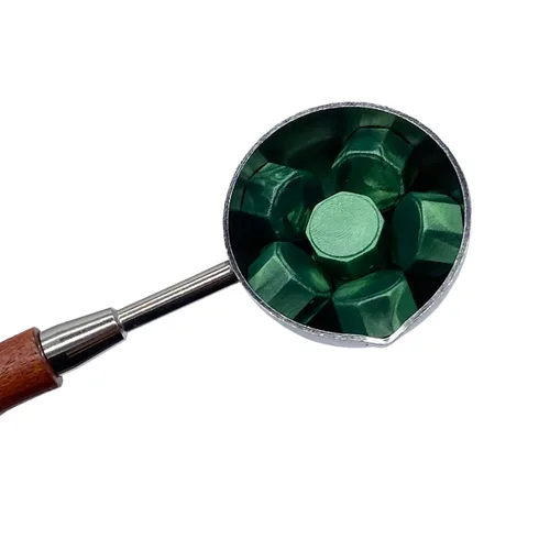 Miniatura 5 de 200 cuentas de sello de cera verde metálico, cuentas de sello de cera de Navidad verde pino a granel para invitaciones de boda, sello de cera