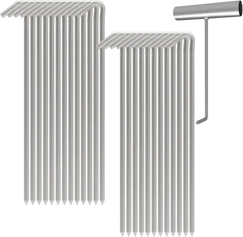 Miniatura 9 de Estacas de Tienda de Metal de 9 Pulgadas Resistente, Paquete de 8, Estacas de Lona de Acampar de Acero Galvanizado Antióxido, Estacas de Suelo