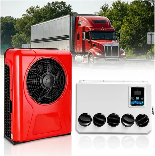 Treeligo Aire acondicionado universal de CC 12V eléctrico para RV, camioneta, autocaravana, unidad de aire acondicionado de 10000 BTU de Rojo