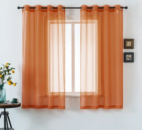Miniatura 21 de DUALIFE Cortinas Amarillas de 72 Pulgadas de Largo para Dormitorio Juego de 2 Paneles con Ojales Ventana Semi Voile Filtrado de Luz Cortinas