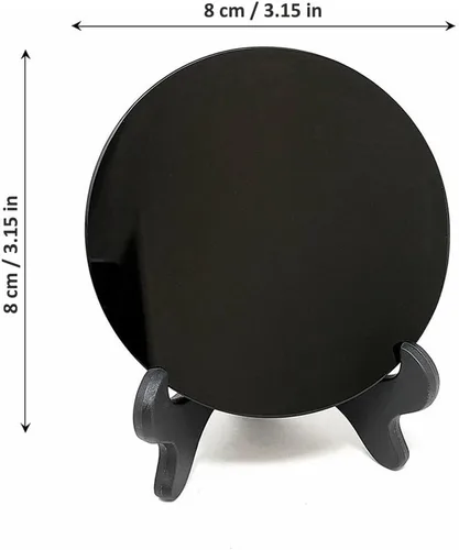 Miniatura 7 de Espejo rascador de obsidiana negra natural con soporte de madera de 3.15 pulgadas, cristales curativos para brujería, adivinación, meditación