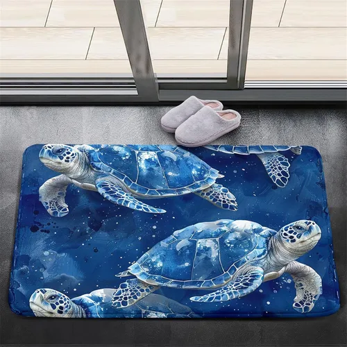 Miniatura 2 de Alfombra de tortuga marina con estampado de animales marinos y animales marinos, alfombra con estampado de tortugas marinas, para niños y niñas