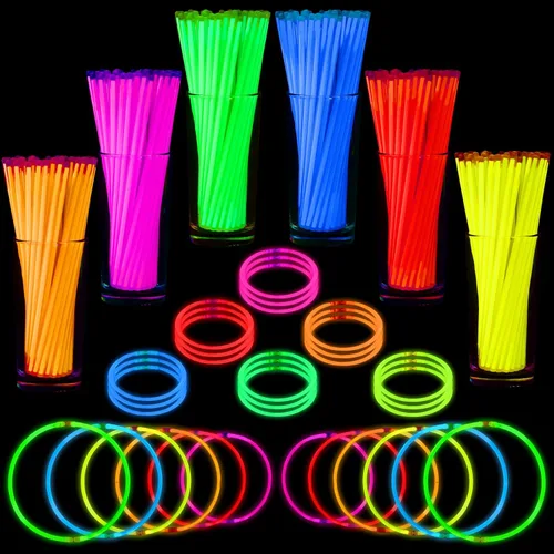 Miniatura 8 de Mega-L Glow Sticks suministros de fiesta, recuerdos de fiesta que brillan en la oscuridad, 100 collares ultra brillantes de 8 pulgadas y pulseras