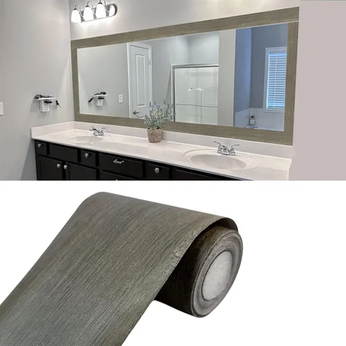 Miniatura 11 de Teemall Adhesivo autoadhesivo de PVC impermeable con grano de madera de 32.8 ft, decoración de pared, azulejos de cocina, baño, papel tapiz adhesivo