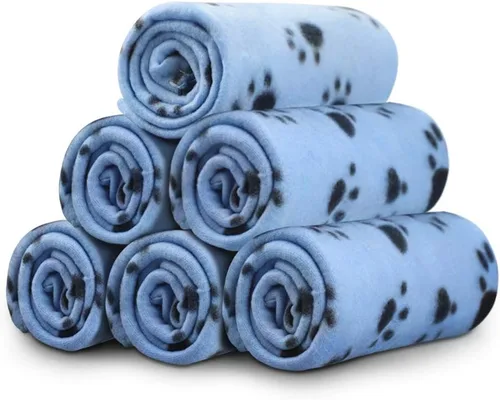Miniatura 9 de Comsmart Mantas para perros pequeños, paquete de 6 mantas para cachorros, lindas mantas para mascotas con estampado de patas para perro, cachorro