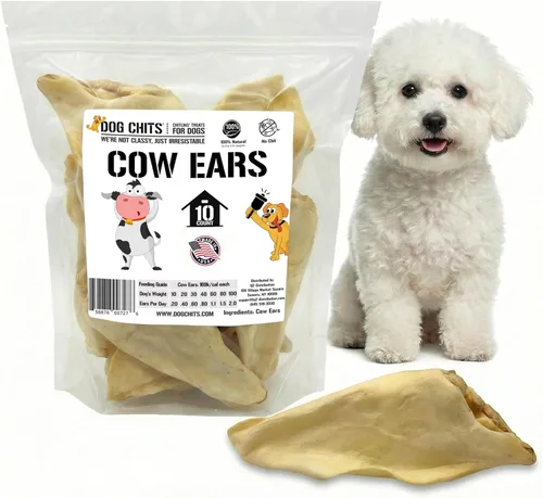 Dog Chits Orejas de vaca para perros – Golosinas para perros totalmente naturales con orejas de vaca y masticables de entrenamiento – Alto en