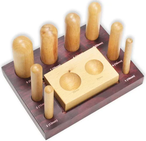 Miniatura 6 de Canal en U de 7 piezas Bloque de madera dura lisa Juego de punzones en forma de martillo Tamaños: 0.984 in-0.433 in Ranura en V de 90°