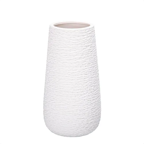 Miniatura 9 de D'vine Dev VS-TW-10T - Jarrón moderno de cerámica blanca de 10 pulgadas, ovalado, texturizado con caja de diseño empaquetada, VS-TW-10T Blanco