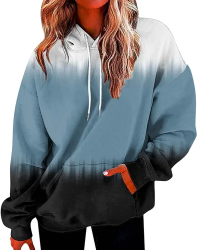 Miniatura 28 de Ceboyel Sudaderas de gran tamaño para mujer, teñido anudado, manga larga, sudaderas con capucha, ajuste holgado, ropa de moda para adolescentes