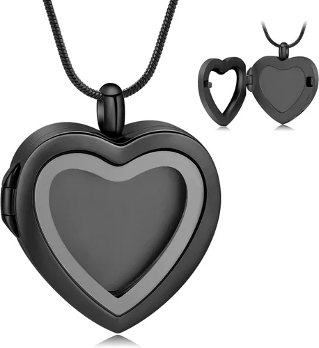 Miniatura 68 de constantlife Joyería de cremación para cenizas – Colgante de corazón conmemorativo collar de urna conmemorativa soporte para cenizas de acero