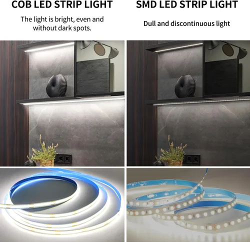 Miniatura 2 de Tiras de Luces LED COB 32.8 pies, 6000K DC 24V Regulables Blancas Flexibles Luces de Cuerda LED para Dormitorio, con Control Remoto y de Aplicación