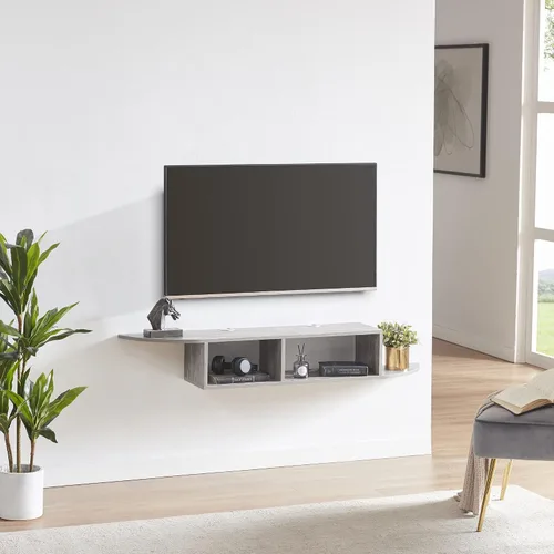 Miniatura 8 de GHC Soporte de TV flotante, centro de entretenimiento montado en la pared y estante de gabinete, consola de TV con almacenamiento, consola Negro