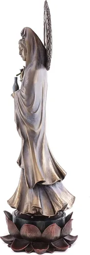 Miniatura 4 de Top Collection Estatua de Guan Yin de pie en pedestal de loto, escultura de Quan Yin de la diosa de la compasión y la misericordia de Asia oriental