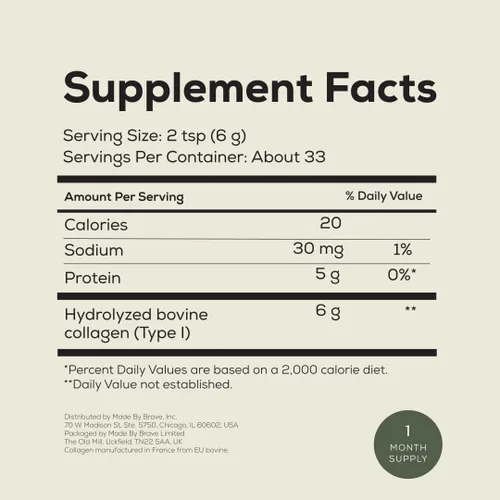 Miniatura 7 de Ancient + Brave True Collagen Powder 7.05oz (Ap 33 porciones), péptidos de colágeno alimentados con pasto de la UE, proteína en polvo altamente