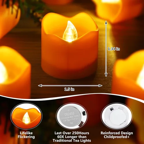 Miniatura 4 de Topstone Vela de Té LED Naranja de Halloween con Temporizador de 4/6/8 H, Control Remoto Vela Sin Llama, Velas Falsas a Batería, Vela Votiva