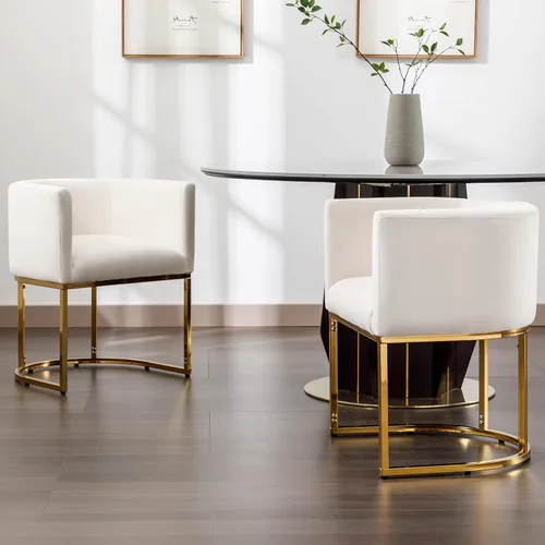 Miniatura 30 de RIVOVA Silla de Comedor Tapizada, Sillón Lateral Moderno Tipo Barril Tapizado, Sillas de Comedor Tapizadas, Cómodo Sillón, Silla Lateral de Cocina