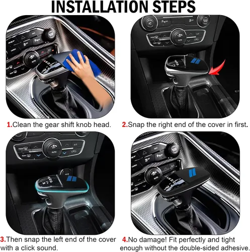 Miniatura 7 de Cubierta para cabeza de palanca de cambio para accesorios Dodge Charger 2015-2023 Challenger 2015-2024 Durango 2016-2025 2026, inserto