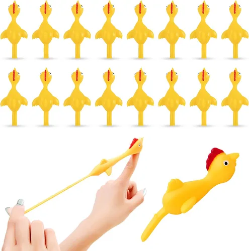 16 Piezas Resorteras de Goma tipo Pollo Resorteras de Pollo Goma Pollos Voladores Juego de Resorteras de Pollo Tirachinas de Dedo Resorteras de