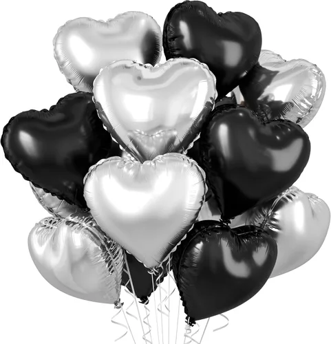 Miniatura 41 de Globos de corazón azul bebé, 10 piezas de globos en forma de corazón azul claro y blanco pastel, globos de papel de aluminio blanco arena crema