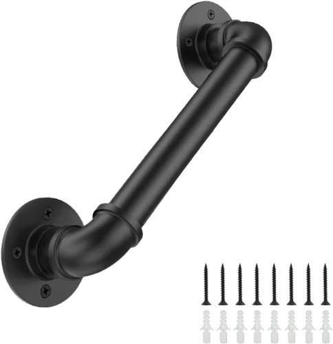 Barandilla Industrial de 1 Pie para Escaleras con Montaje en Pared, Pasamanos de Escalera con Tubo de φ1.3" para Escalones, Barra de Agarre,