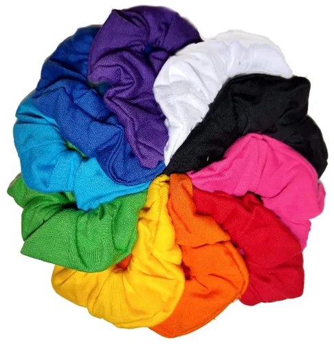 Miniatura 6 de Algodón Scrunchie Set, conjunto de 10 algodón suave Scrunchies, Completamente negro