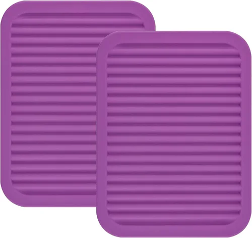 Miniatura 14 de Salvamanteles de silicona para platos y ollas, encimera, almohadillas calientes de mesa, soporte para cucharas, juego de 2 alfombrillas de secado L