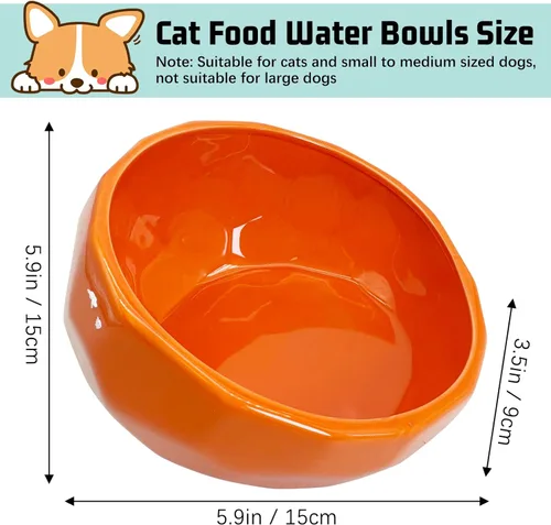 Miniatura 3 de kathson Slanted Ceramic Dog Bowl Tilted 15° Cat Food Water Bowls Dish Animal Pet Comfort Feeding Bowls Heavy Weighted Feeder for Wet or Dry Food