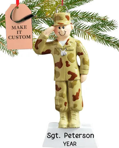 Miniatura 12 de Adorno personalizado de la Fuerza Aérea 2025 Personalización gratuita las 24 horas Adornos militares de Navidad grabados con láser para árbol
