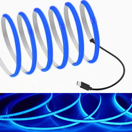 Miniatura 7 de MDee Tira de luces LED tipo C COB de 1.64 pies/1.6 ft - Flexible 0.197 in Oculta DC 5V Cinta LED con 320 LEDs/m para iluminación cálida (2700 K).