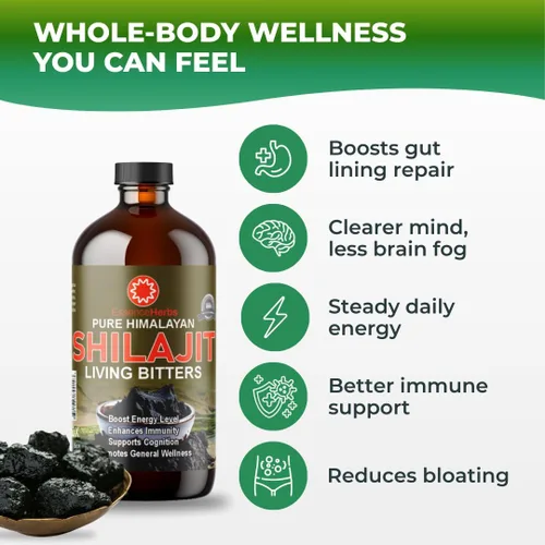 Miniatura 3 de Essence Herbs Shilajit - Líquidos amargos hechos con shilajit, moringa, semillas negras y más (paquete de 1)