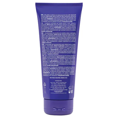 Miniatura 2 de ALFAPARF MILANO Semi di Lino - Acondicionador morado con depósito de color, elimina los tonos amarillos y cobrizos para cabello rubio, platino