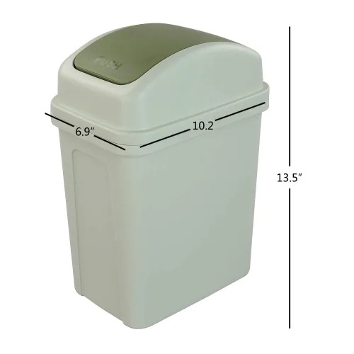 Miniatura 3 de Asking Cubo de basura pequeño de 1.8 galones con tapa abatible, cubo de basura de plástico, color verde