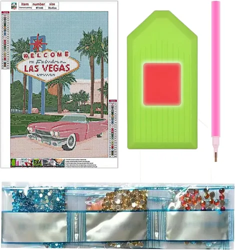 Miniatura 4 de LIULIMI Kit de Pintura de Diamantes DIY 5D Paisaje Mundial, Arte de Diamantes de Las Vegas, Kits de Pintura de Diamantes, Arte de Diamantes Redondos
