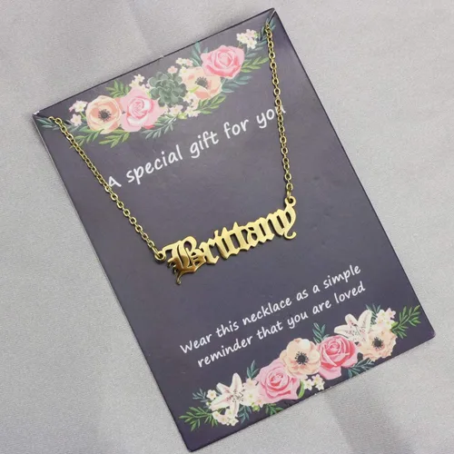 Miniatura 6 de Joycuff antiguo inglés nombre collar (más de 500 nombres en existencia) personalizado chapado en oro de 18 quilates Monograma joyería regalo