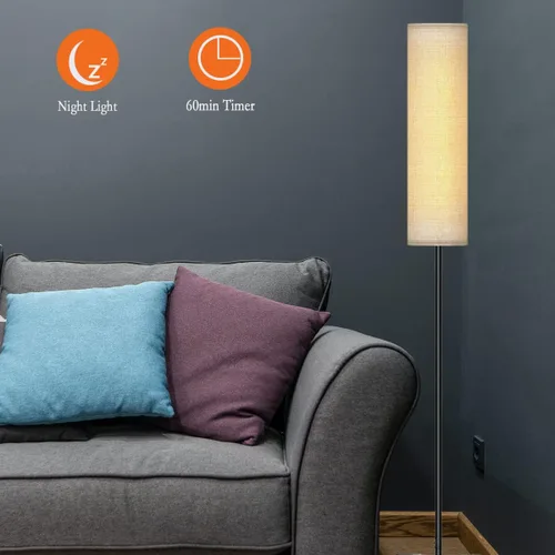 Miniatura 5 de Lámpara de pie para sala de estar, lámpara de pie LED ajustable con control remoto, lámpara de pie moderna alta con pantalla beige, luz LED suave