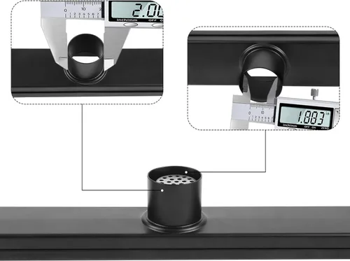 Miniatura 4 de Desagüe lineal de ducha de 18 pulgadas, color negro mate, drenaje rectangular de piso de acero inoxidable con cubierta reversible, atrapa pelo, pies