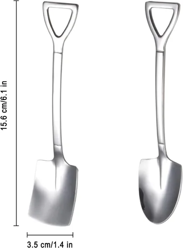 Miniatura 3 de 10 cucharas de pala de acero inoxidable, cucharas de postre reutilizables para café, té, helado, fruta y azúcar pastel