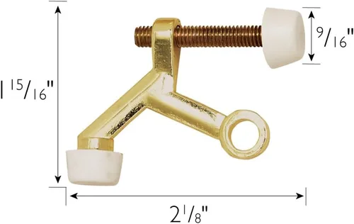 Miniatura 2 de Design House - Topes de puerta con resorte, puntas de goma acolchada, aleación de zinc resistente, fácil instalación, latón pulido, paquete de 10