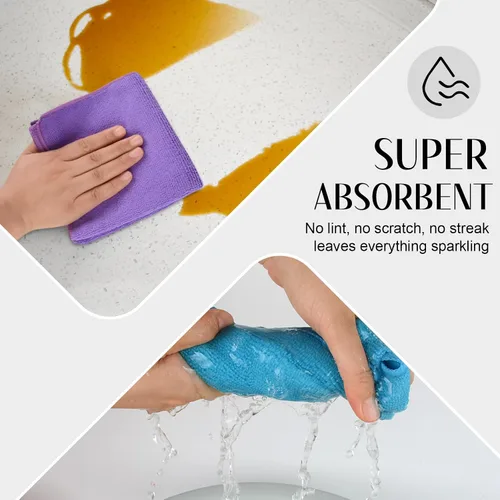 Miniatura 4 de SINLAND Trapo de microfibra absorbente de limpieza para cocina, paño de secado rápido, sin rayas, trapos de vidrio, 12 x 12 pulgadas, paquete de 12